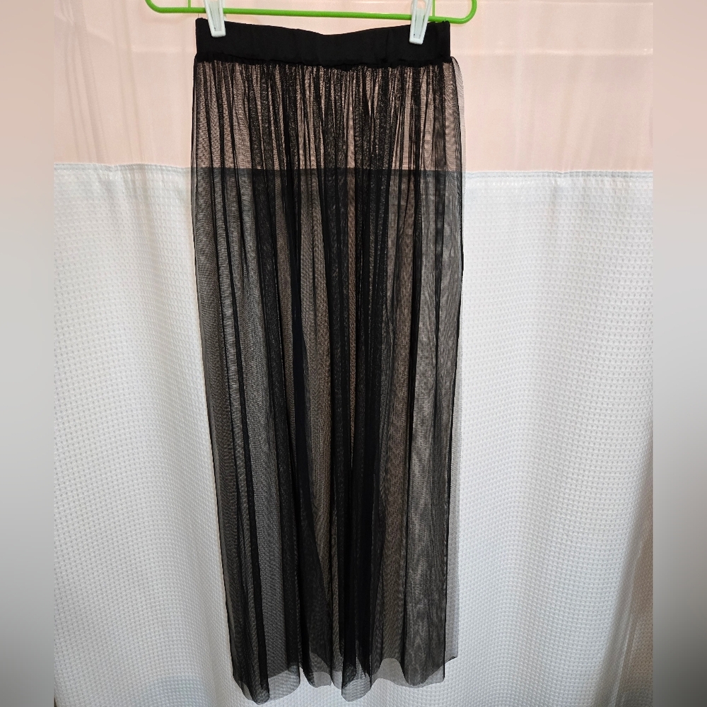 Long Black Sheer Swimsuit Coverup / Rave Festival Skirt